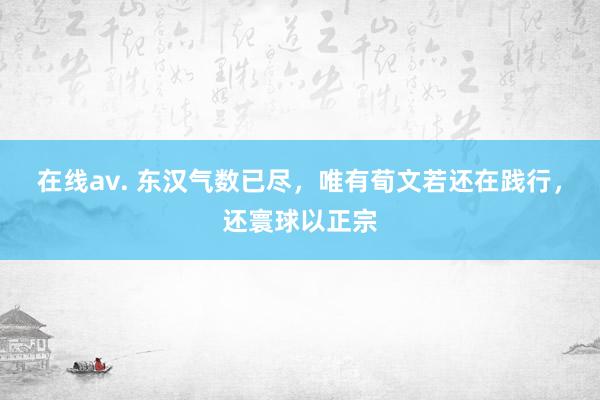 在线av. 东汉气数已尽，唯有荀文若还在践行，还寰球以正宗