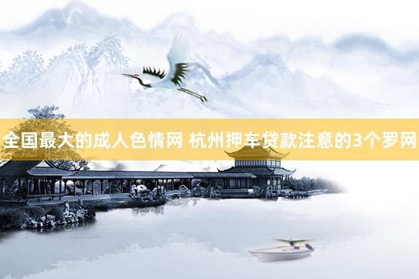 全国最大的成人色情网 杭州押车贷款注意的3个罗网