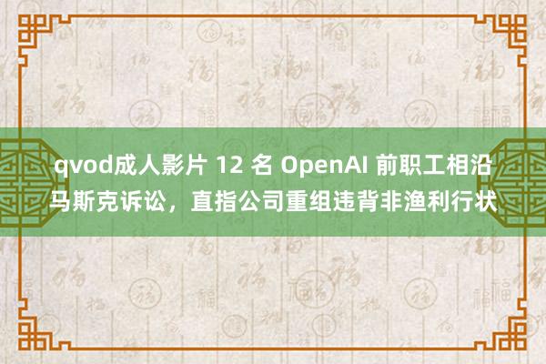 qvod成人影片 12 名 OpenAI 前职工相沿马斯克诉讼，直指公司重组违背非渔利行状